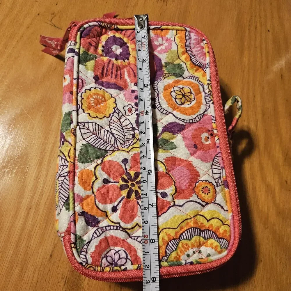 Vera Bradley Floral Quilted‎ Cosmetic Case & Pouch Set Pink Orange Travel